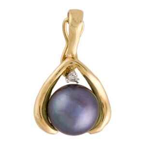 Elegant Gold and Black Pearl Pendant with diamond accent